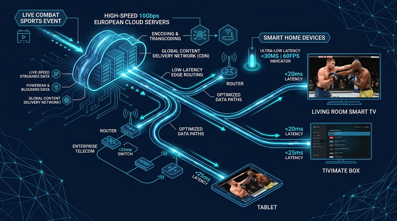 Low latency CDN netwerkarchitectuur voor live UFC en vechtsport streaming